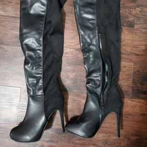 Black thigh high boots